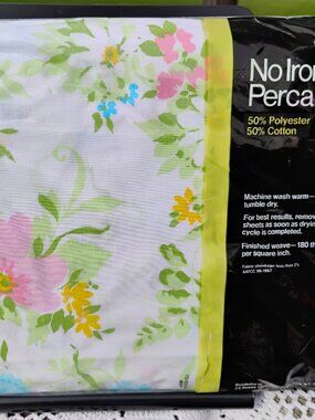 Twin FITTED sheet new old stock JCPenney vintage 1970s Juliet floral print